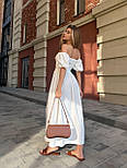 Плаття жіноче довге літнє креп жатка з розрізом на нозі довге верх гумка рукава ліхтарик, фото 3