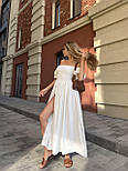 Плаття жіноче довге літнє креп жатка з розрізом на нозі довге верх гумка рукава ліхтарик, фото 4