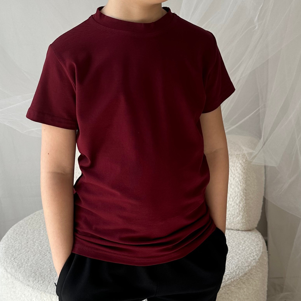 Футболка на хлопчика 134 см 003558 Бордо
