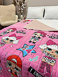 Покривало стьобане бавовняне на дитяче ліжко ЛОЛ 150*210см, фото 2