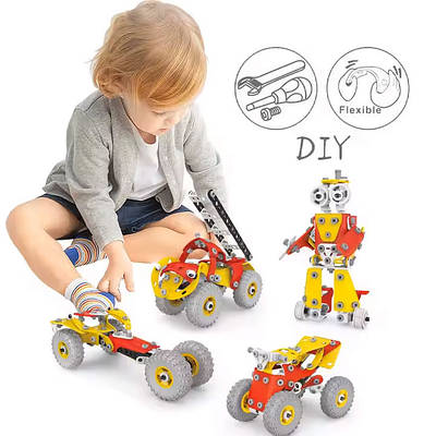 Унікальний дитячий конструктор Будівельна техніка машинки для хлопчика 196 деталей Збери робота авто човен