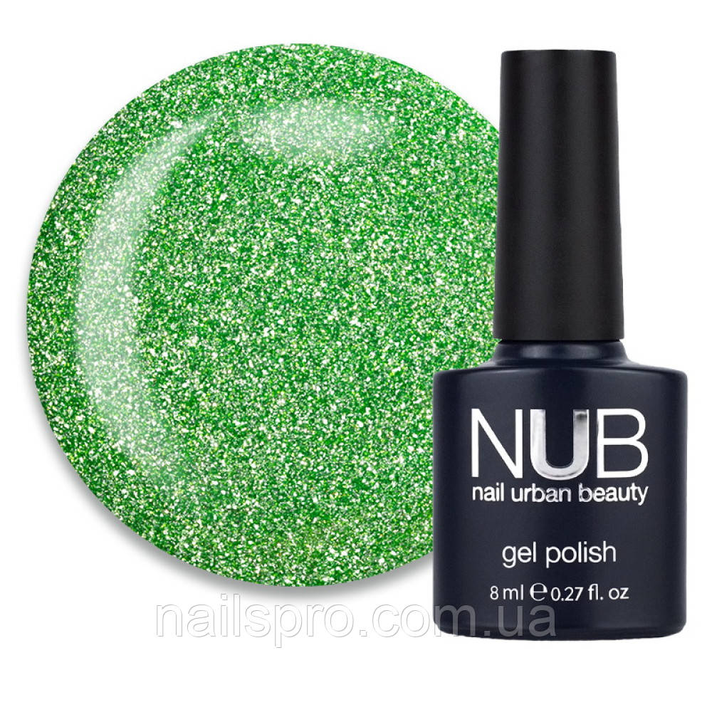 Світловідбивний гель-лак із шиммером NUB Night Light №016 Verdure трав'яно-зелений, 8 мл