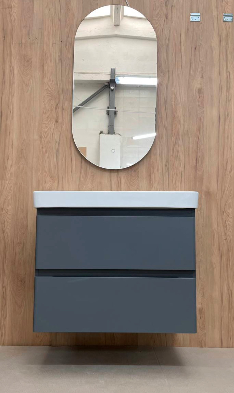 Тумба сіра матова підвісна з умивальником , різні розміри, фото 1