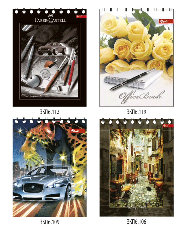 Блокнот А6, 100 аркушів, на пружині, обкладинка крейдований картон, фото 1