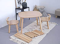 Дитячий стіл і два стільці дитячі Tatoy з бука для дітей 2-4 років з додатковими ніжками "на виріст"