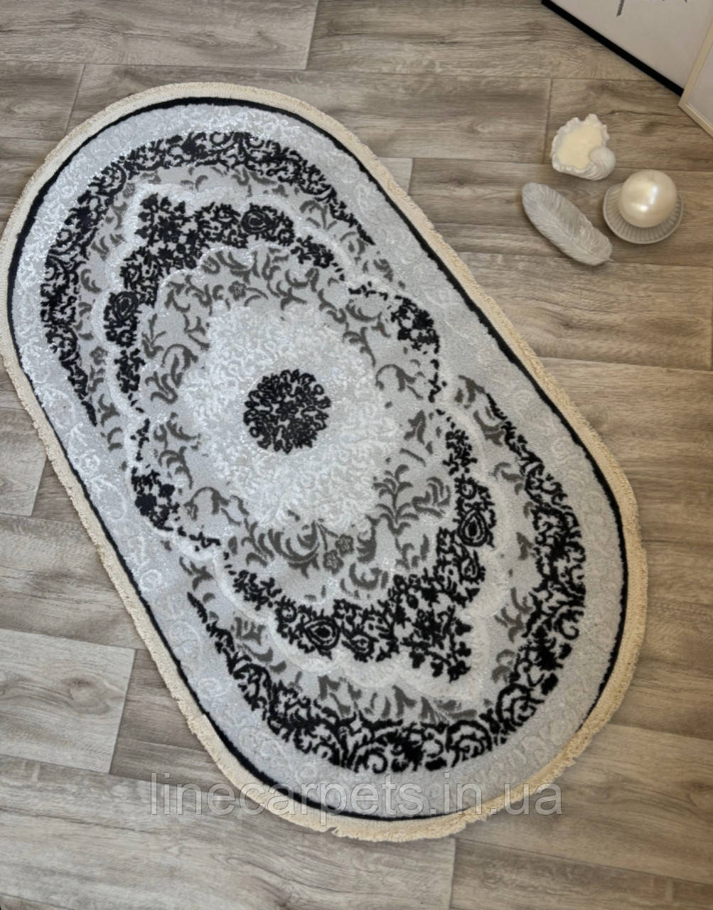 Класичний овальний сірий килим GRANADA 3279 L. GREY-D. GREY, фото 1