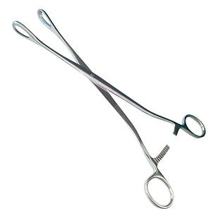 Затискач гінекологічній для абортів вікончастий по Saenger прямі SURGIWELOMED. Довжина 27 см