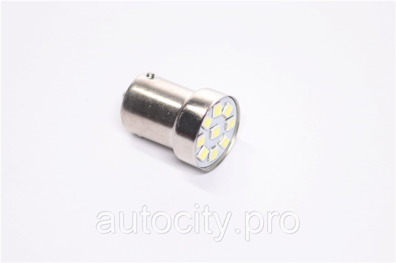 Лампа LED покажчиків поворотів і стоп-сигналів 24V R5W BA15S 9SMD WHITE, фото 1