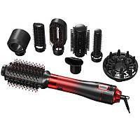 Фен-щітка стайлер VGR 8 в 1 V-488 RED, 8 насадок, 4 режими