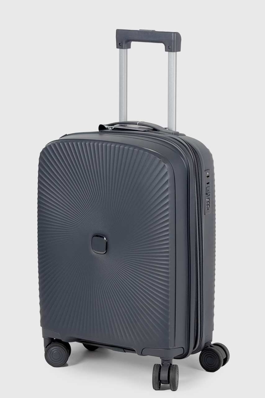 Маленька пластикова валіза ручна поклажа Tourist 605-3-GR сіра, фото 1