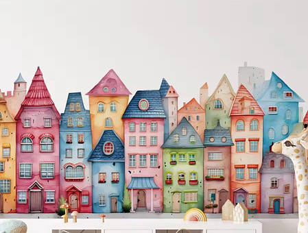 Наклейка BRUP Веселе кольорове місто (листо 30 х 60 см) Б424, фото 1