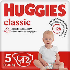 Підгузки дитячі Huggies Classic розмір 5 (11-25кг) Jumbo 42 шт