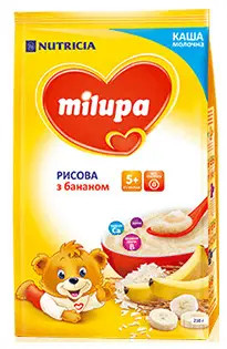 Молочна каша Milupa Рисова із бананом без глютена з 5 місяців, 210г.(Мілупа)