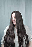 Перука шоколадна довга хвиляста без чуба термо коричнева (LCI5036), фото 6