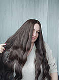 Перука шоколадна довга хвиляста без чуба термо коричнева (LCI5036), фото 5
