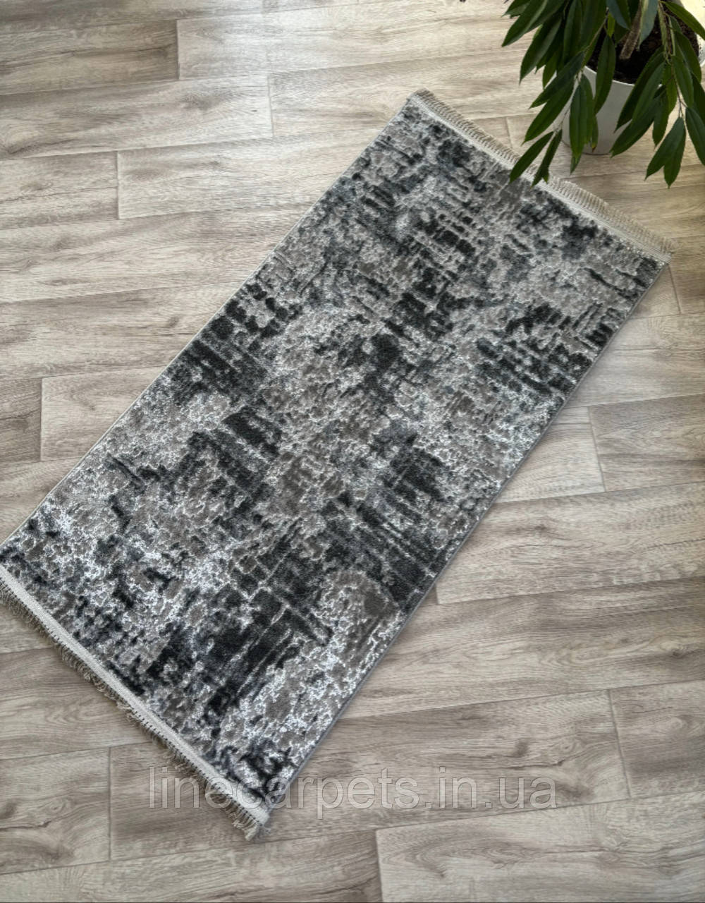 Сучасний рельєфний сірий килим LEVADO 09042A L. GREY-L. GREY, фото 1