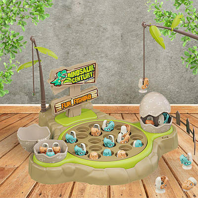 Магнітна риболовля динозаври Настільна інтерактивна гра риболовля Розвиваюча іграшка з музикою вудочки фігурки