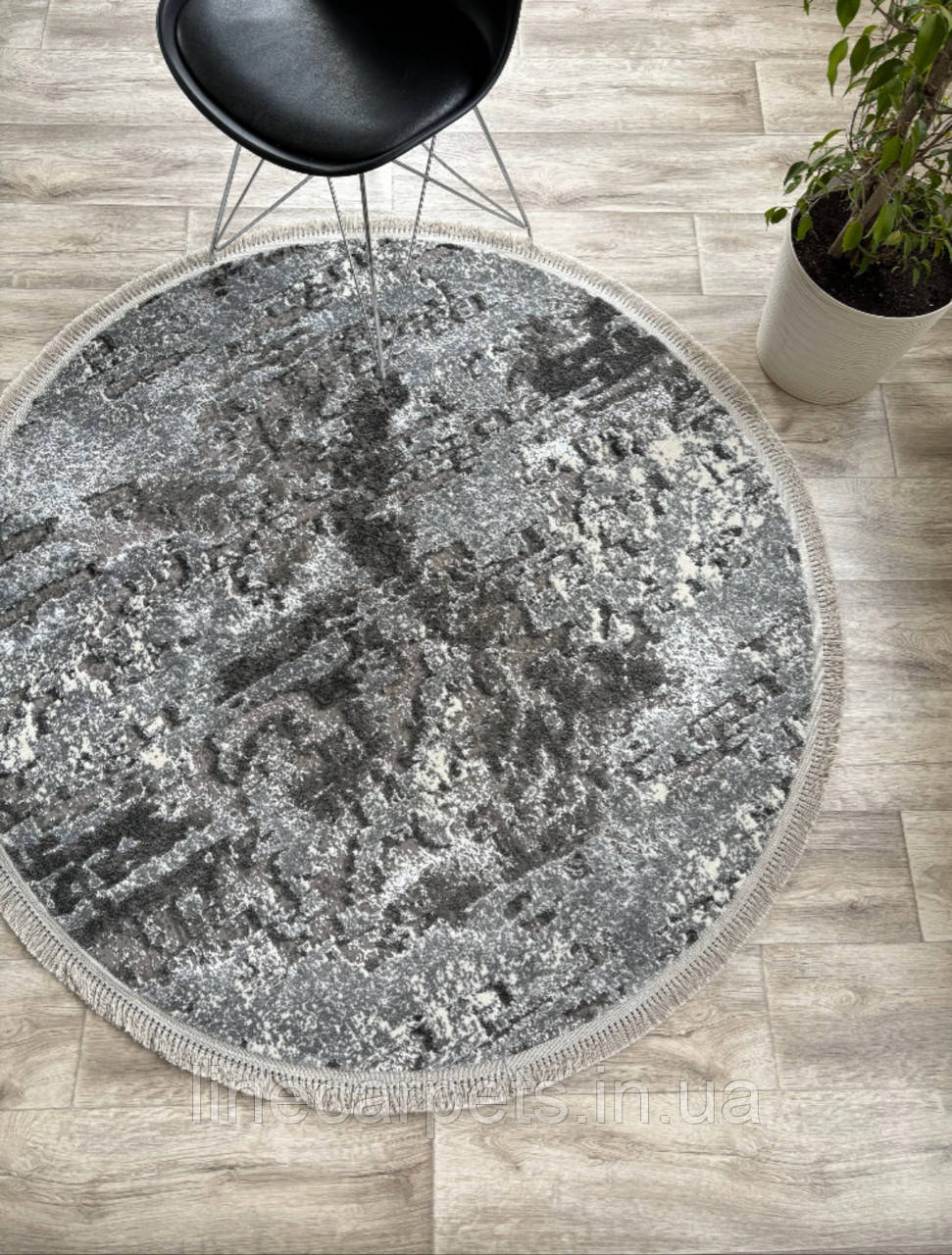 Круглий килим у сірому кольорі LEVADO 03889A L. GREY-D. GREY, фото 1