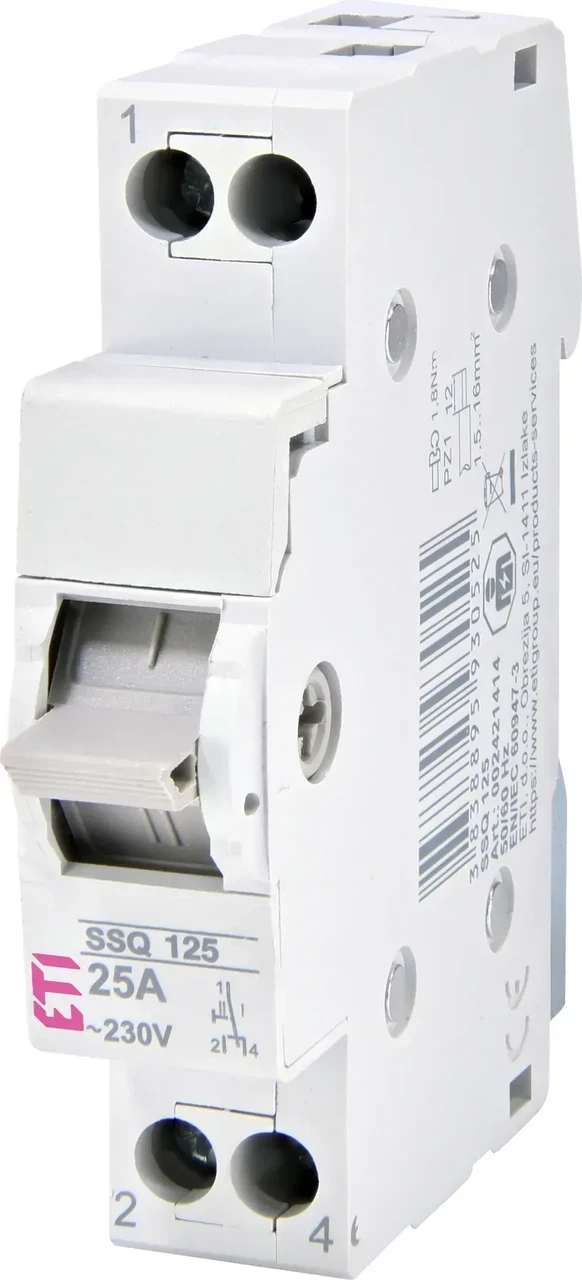 Перемикач навантаження SSQ 125 "1-0-2", 1p 25A, ЕТІ