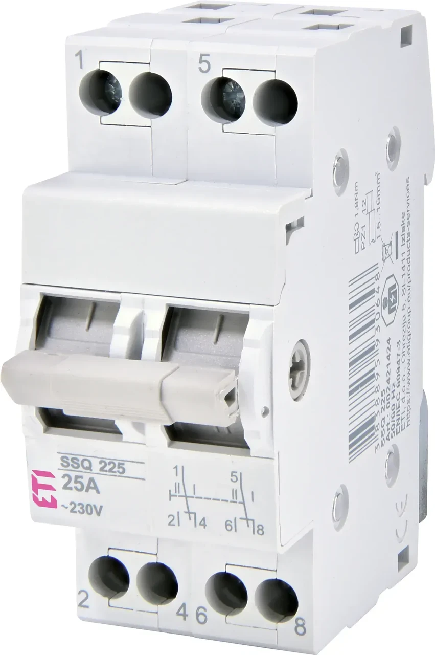 Перемикач навантаження SSQ 225 "1-0-2", 2p 25A, ЕТІ