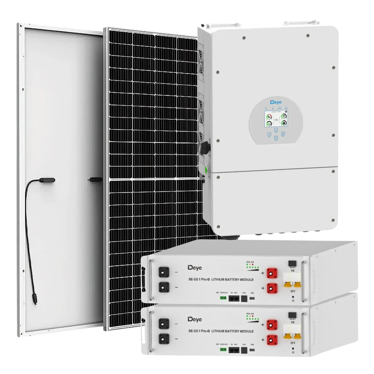 Сонячна електростанція Deye SUN-8K-SG01LP1-EU + АКБ Deye SE-G5.1 Pro-B 2 шт + Longi Solar LR5-72HTH-580M 16 шт, фото 1