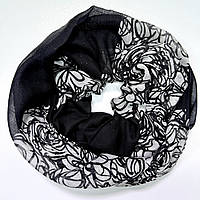 Натуральний жіночий весняний шарф снуд. Турецький бафф із м'якої віскози Чорний