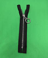 Блискавка 18 см тип-5 тракторна косий зуб чорний нікель імітація металу