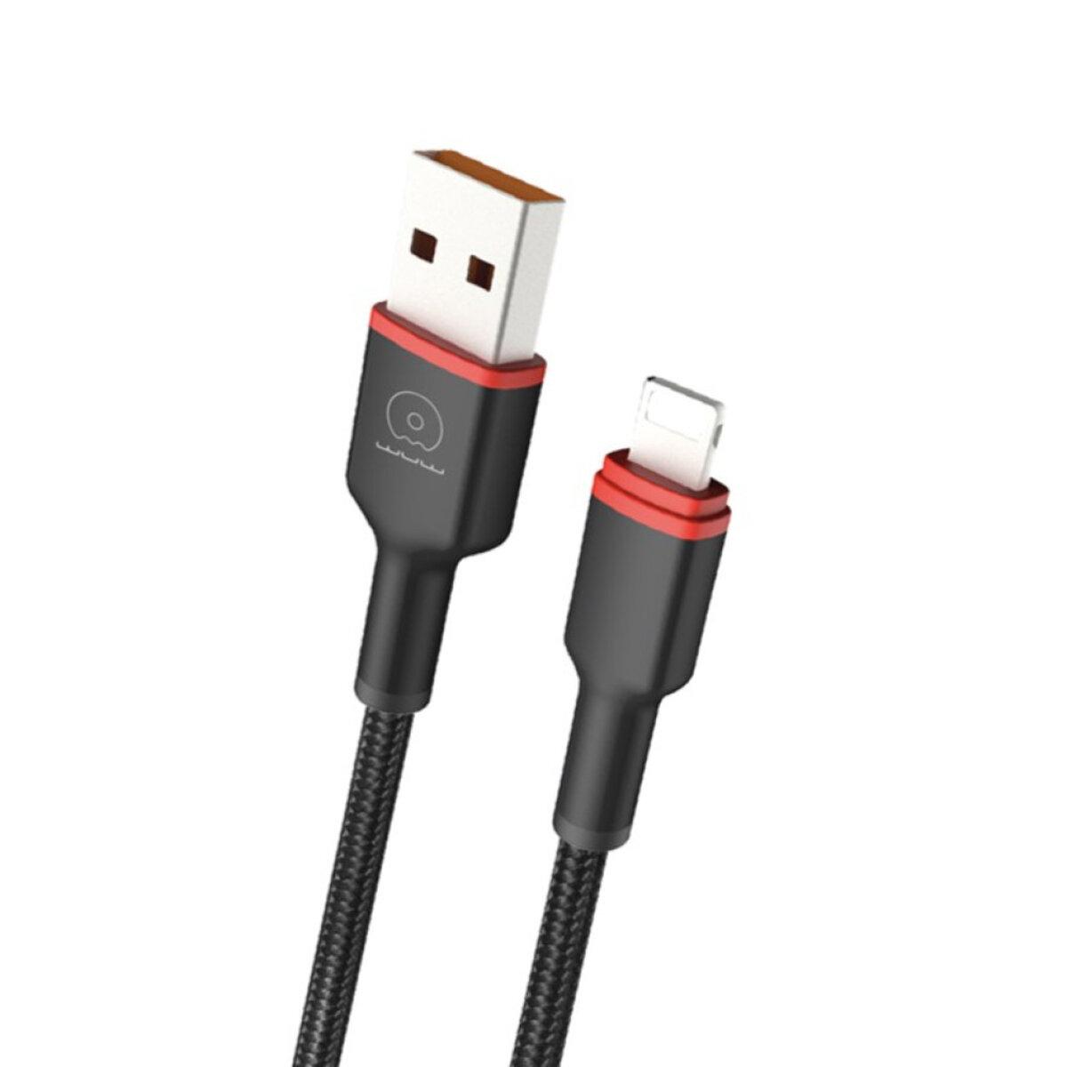 Кабель WUW-X203 USB Lightning 2.4A 1m Black