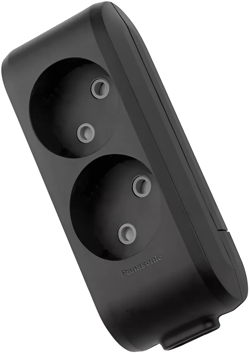 Колодка 2 гнізда без заземлення Panasonic X-tendia чорна, фото 1