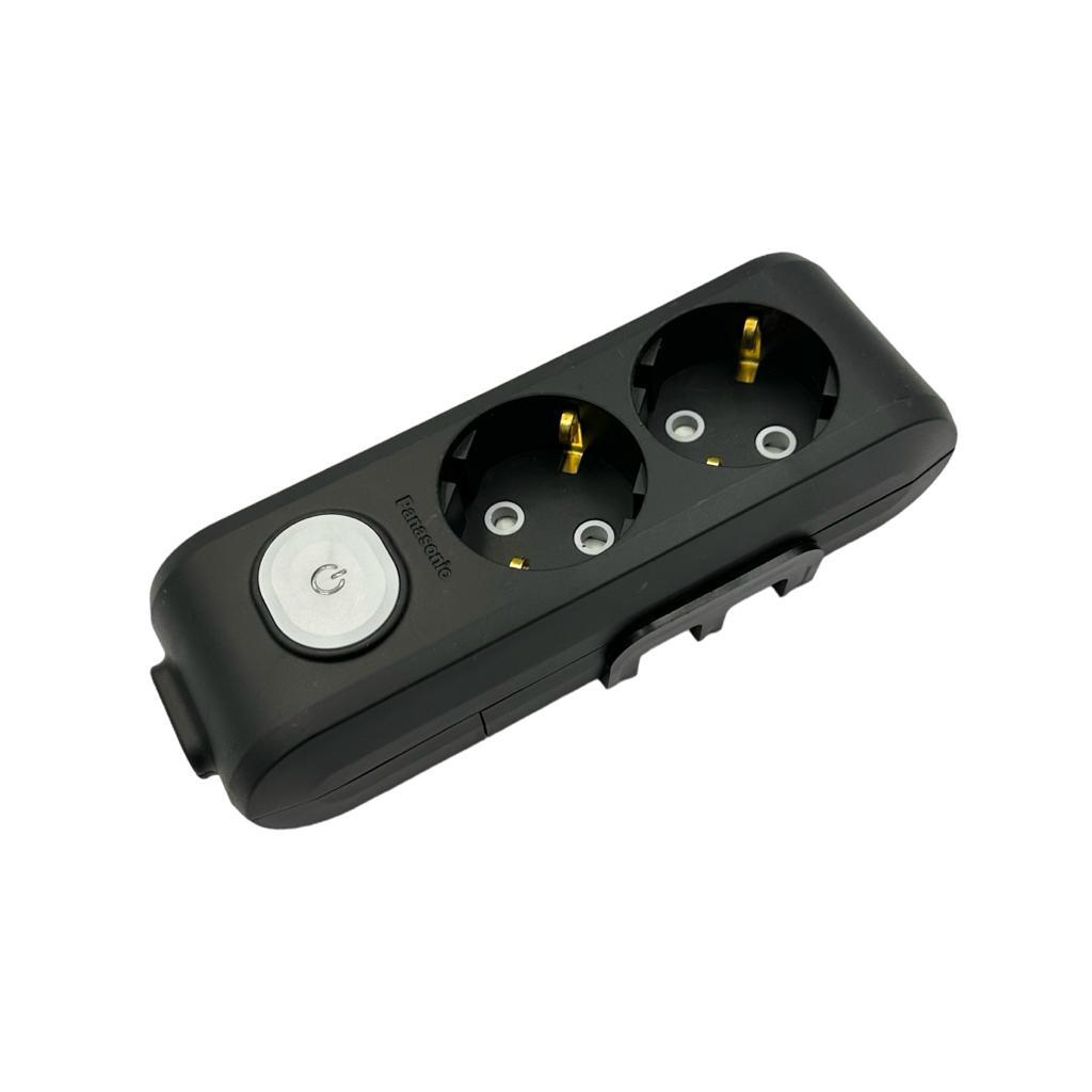 Колодка для подовжувача 2 гнізда із з/з та вимикачем Panasonic X-tendia чорна, фото 1