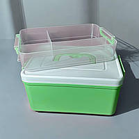 Бокс органайзер 2 в 1 для матеріалів та аксесуарів пластиковий зелений