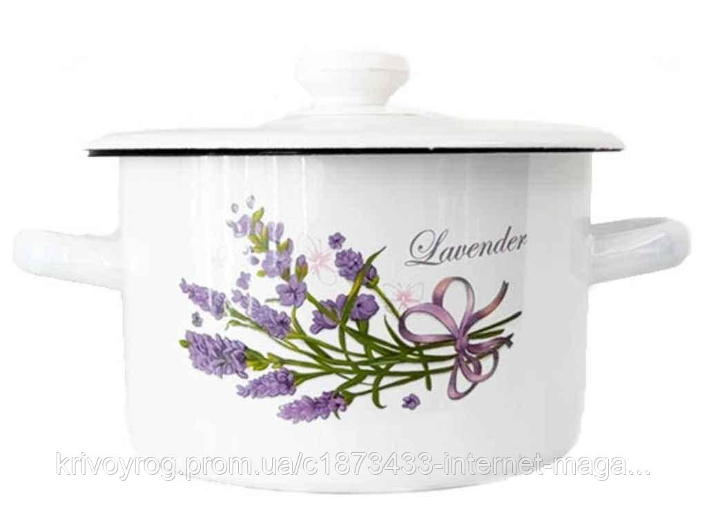 Каструля ем. 2л /2 циліндрична Букет лаванди бузковий (I1610/2) ТМ IDILIA, фото 1