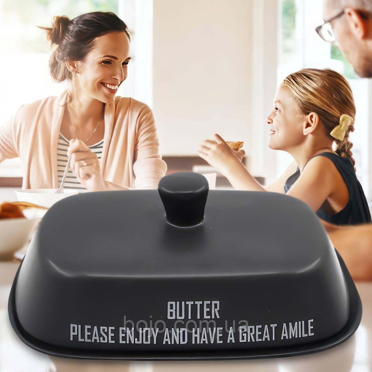 Керамічна масляничка з кришкою Maestro "Eco style" MR-20029-45 Чорна (235)