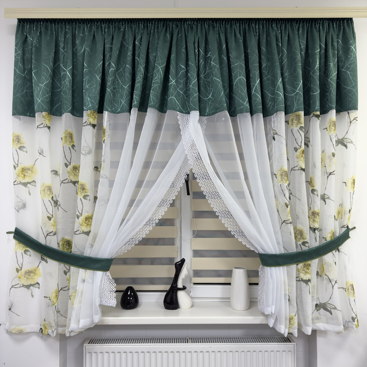 Фіранка на кухню №465 бірюза