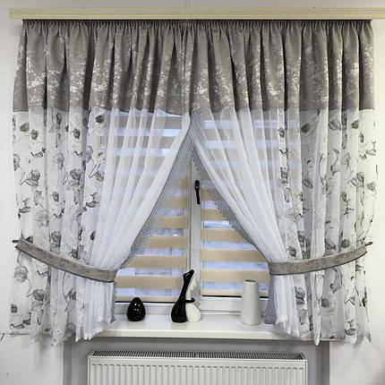 Фіранка на кухню №465 сірий, фото 1