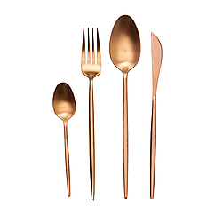 Набір столових приборів 24 предмети столовий набір на 6 персон у коробці Золотистий Lugi