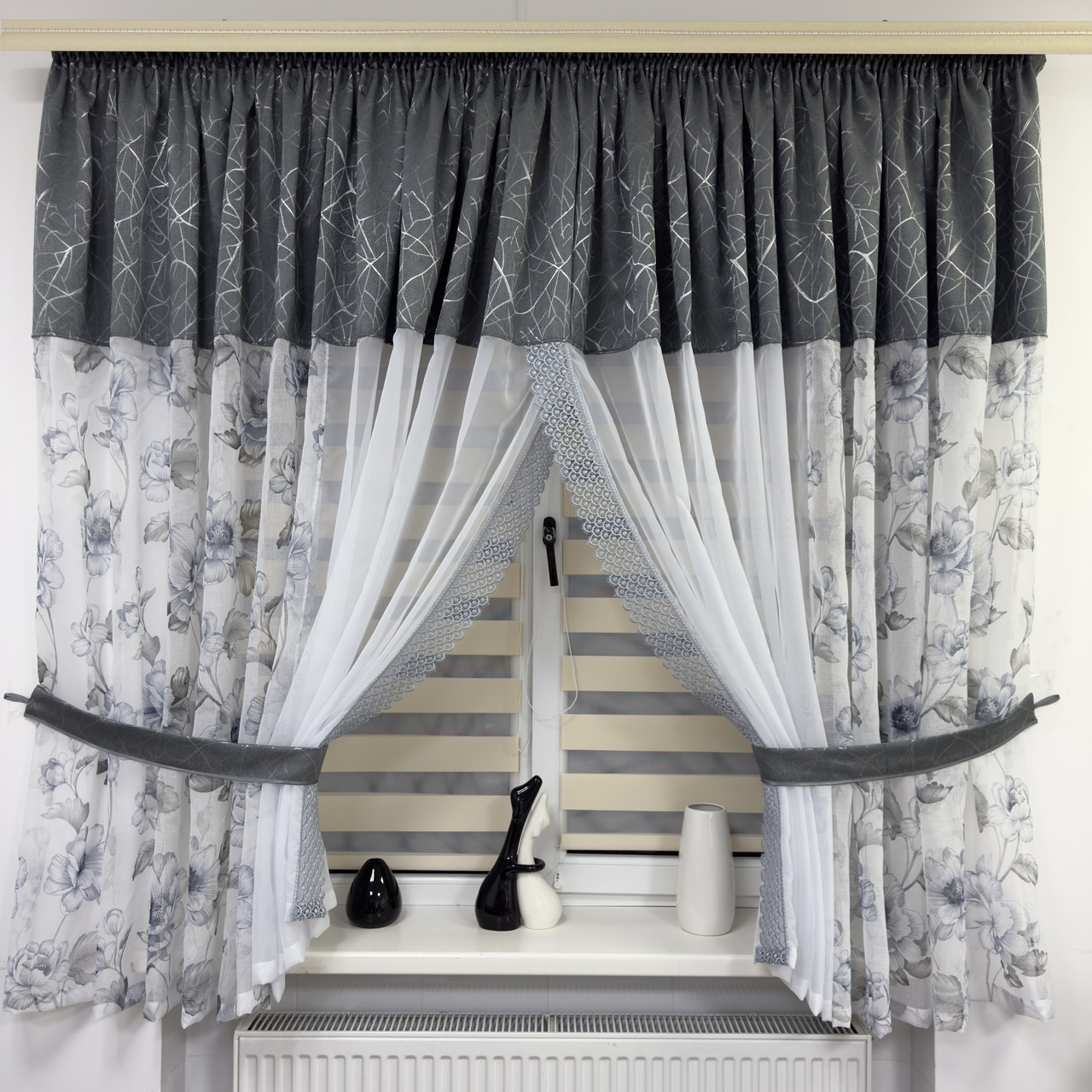 Фіранка на кухню №465 графіт