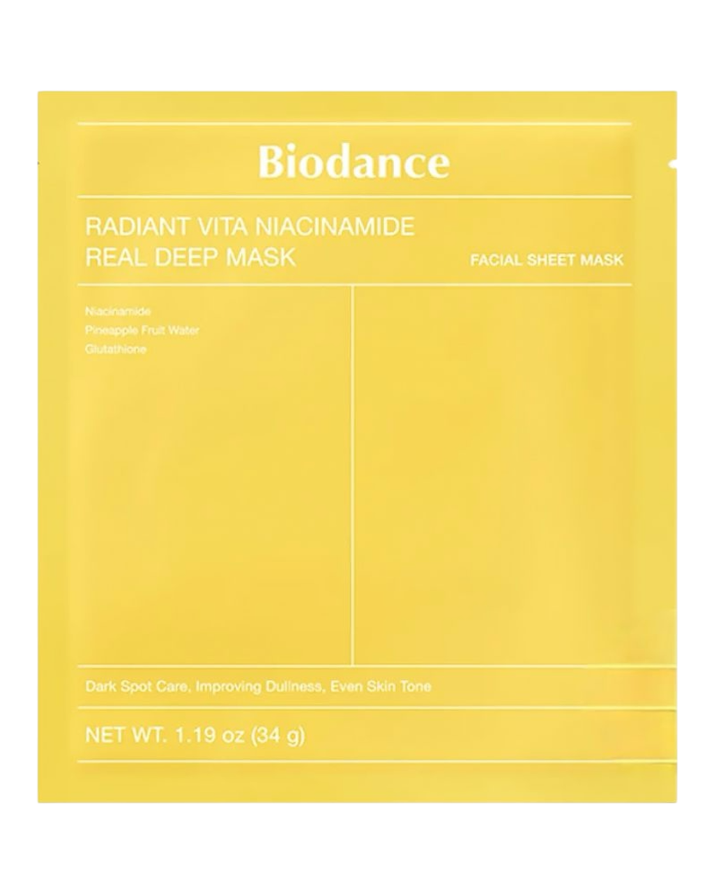 Нічна гідрогелева маска для обличчя BIODANCE Radiant Vita Niacinamide Real Deep Mask 34 г з вітаміном С і ніацинамідом