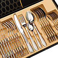 Набір столових приборів золото на 6 персон комплект столових приборів 24 предмети Срібло Lugi, фото 6