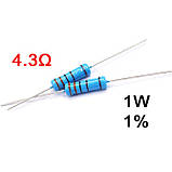 Резистор постійний 1W 4,3 Ом ( 4,3Ω ) 1% металооксидний, фото 2