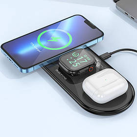 Бездротовий зарядний пристрій BOROFONE BQ19 3 в 1 Black