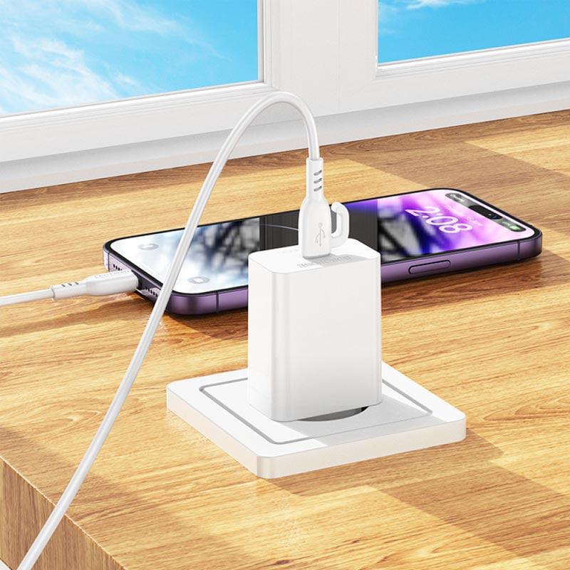 Зарядний пристрій BOROFONE BA21A Pro PD20W (1Type-C) з кабелем Type-C-Type-C White