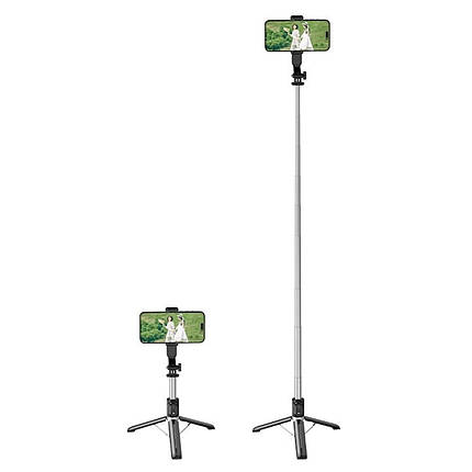 Монопод тримач тринога для селфі висувний BOROFONE BY12 Diva (висота до 127 см) Black, фото 1