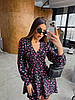 Чорна літня легка міні сукня крою кльош в квітковий принт з приємної м'якої тканини софт, фото 2