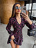 Чорна літня легка міні сукня крою кльош в квітковий принт з приємної м'якої тканини софт, фото 3