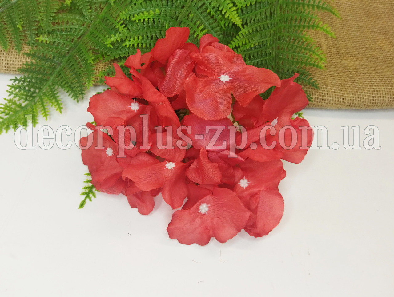 Голова гортензії 16см. Шовк. Червона, фото 1