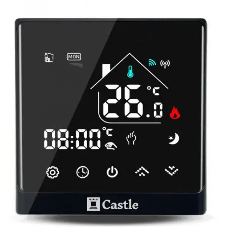 Терморегулятор програмований Castle AC8400H-B ЧОРНИЙ Wi-Fi, фото 1