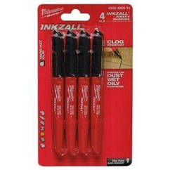 Маркер Milwaukee InkZAll набір 4 шт., водостійкий, чорний.