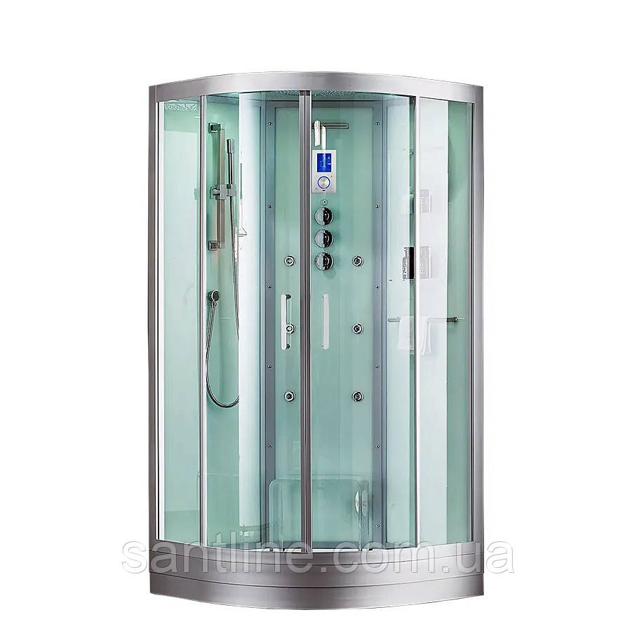 Гідромасажний паровий бокс 100х100х223 см GOLSTON G-U695 S напівкруглий низький піддон прозоре скло 6 мм, фото 1
