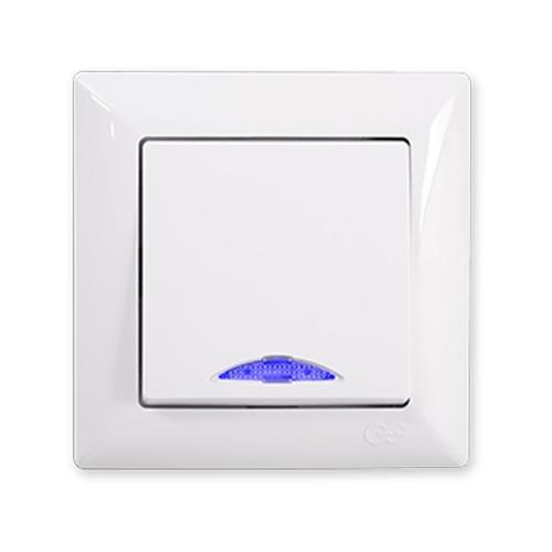 Вимикач 1кл.с підсвічуванням VISAGE БІЛИЙ (арт. VS 28 11 102), фото 1